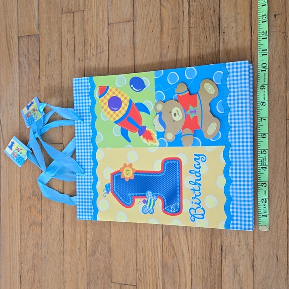 Set of Two Baby Boy 1st Birthday Gift Bag Colorful Birthday Gift Bag 12.5"×10.5" - Picture 5 of 7